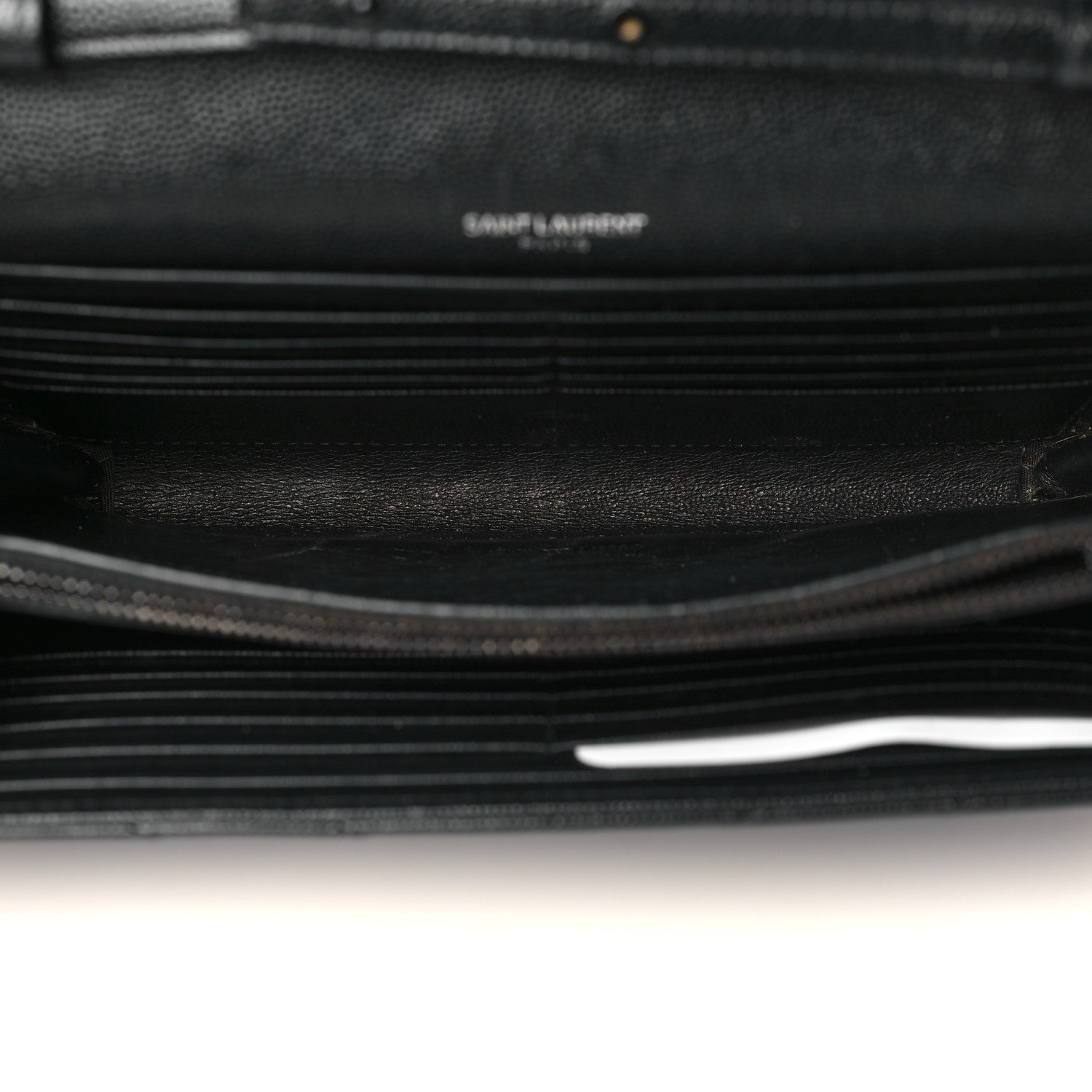 Saint Laurent Grain De Poudre Matelasse Chevron Monogram Chain Wallet Black 4 of 8
