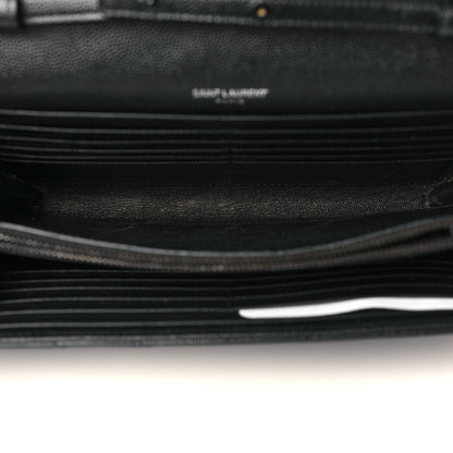Saint Laurent Grain De Poudre Matelasse Chevron Monogram Chain Wallet Black 4 of 8