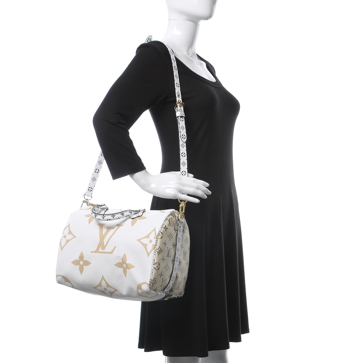 Louis Vuitton Monogram Giant Speedy Bandouliere 30 Kaki Beige 2 of 9