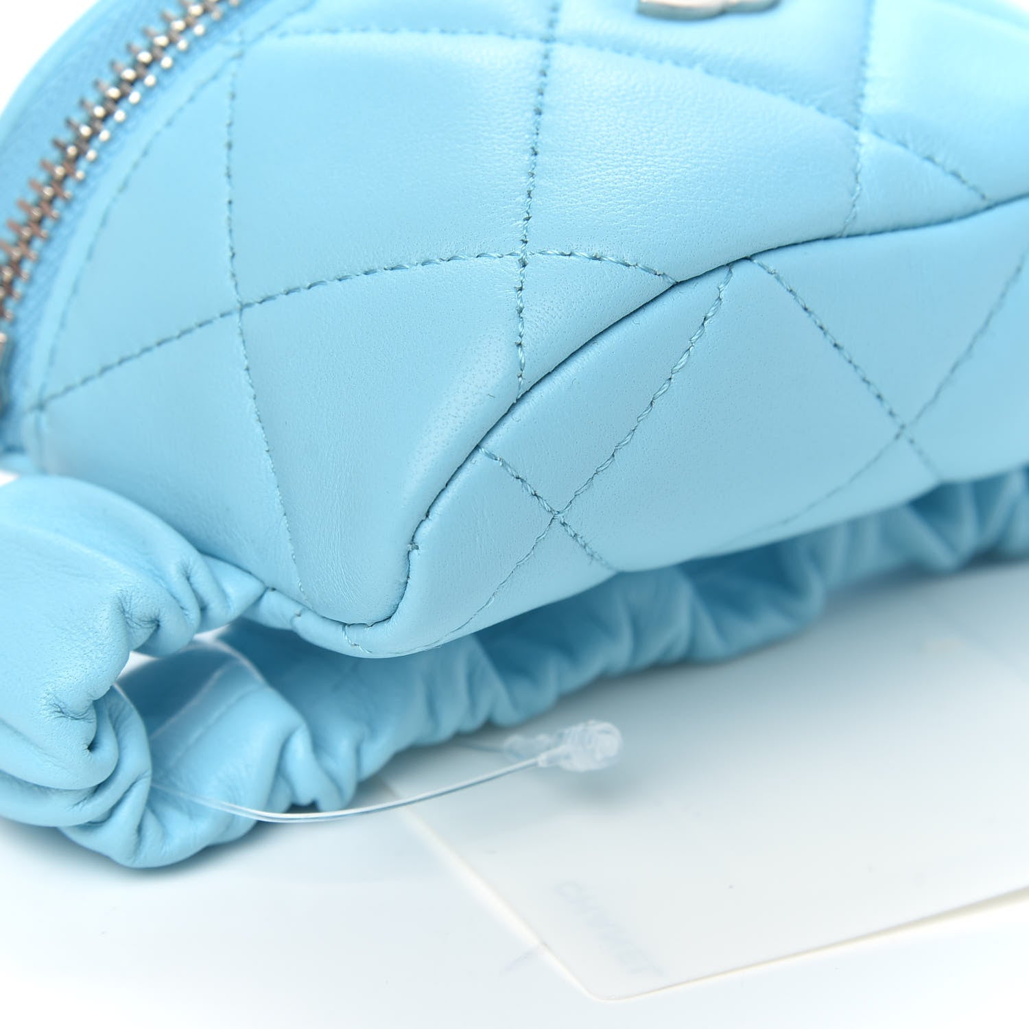 Chanel Lambskin Quilted Arm Coin Purse Neon Blue 8 of 10