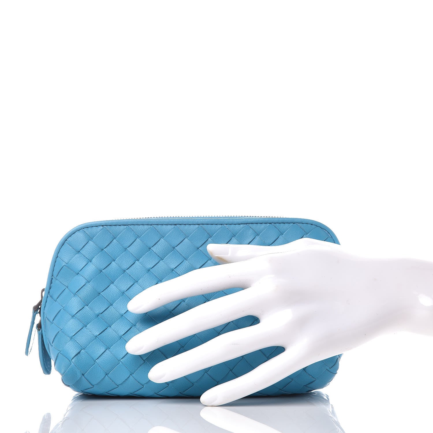 Bottega Veneta Nappa Intrecciato Cosmetic Case Turquoise 2 of 10