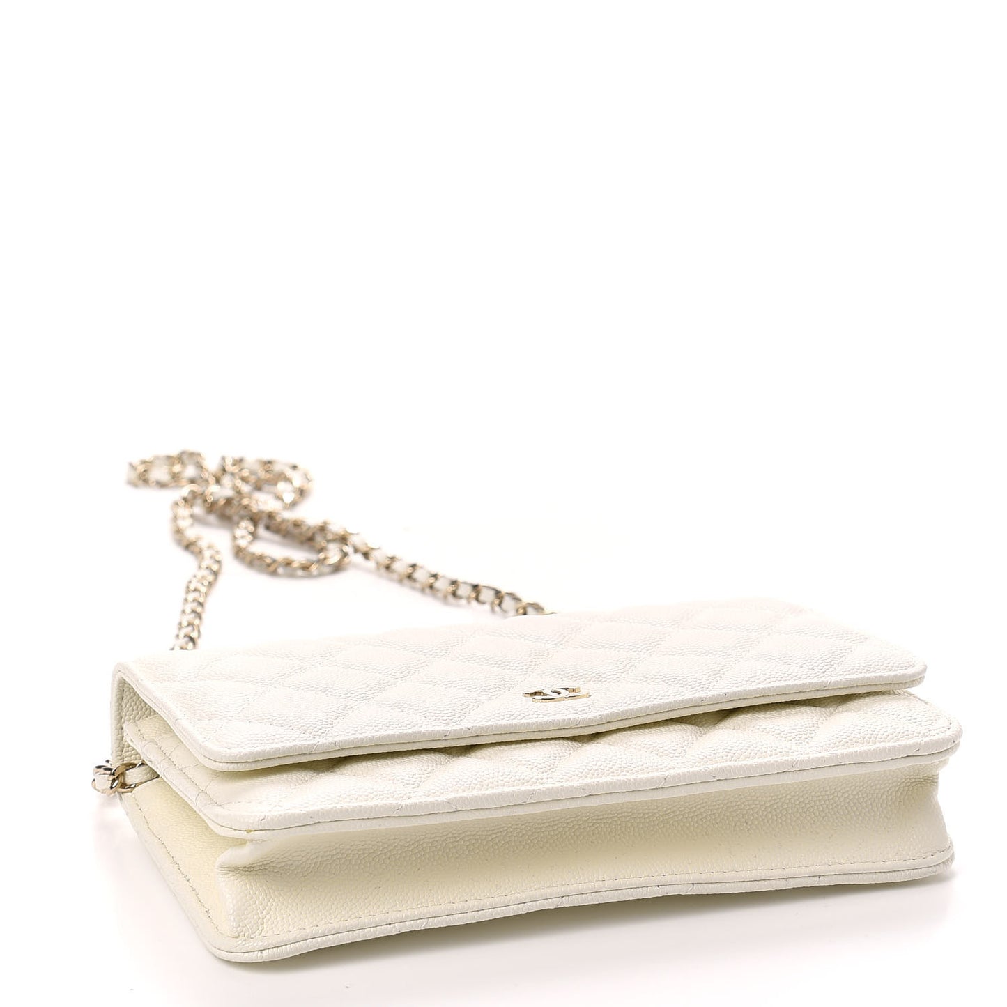 Caviar Quilted Wallet On Chain WOC White