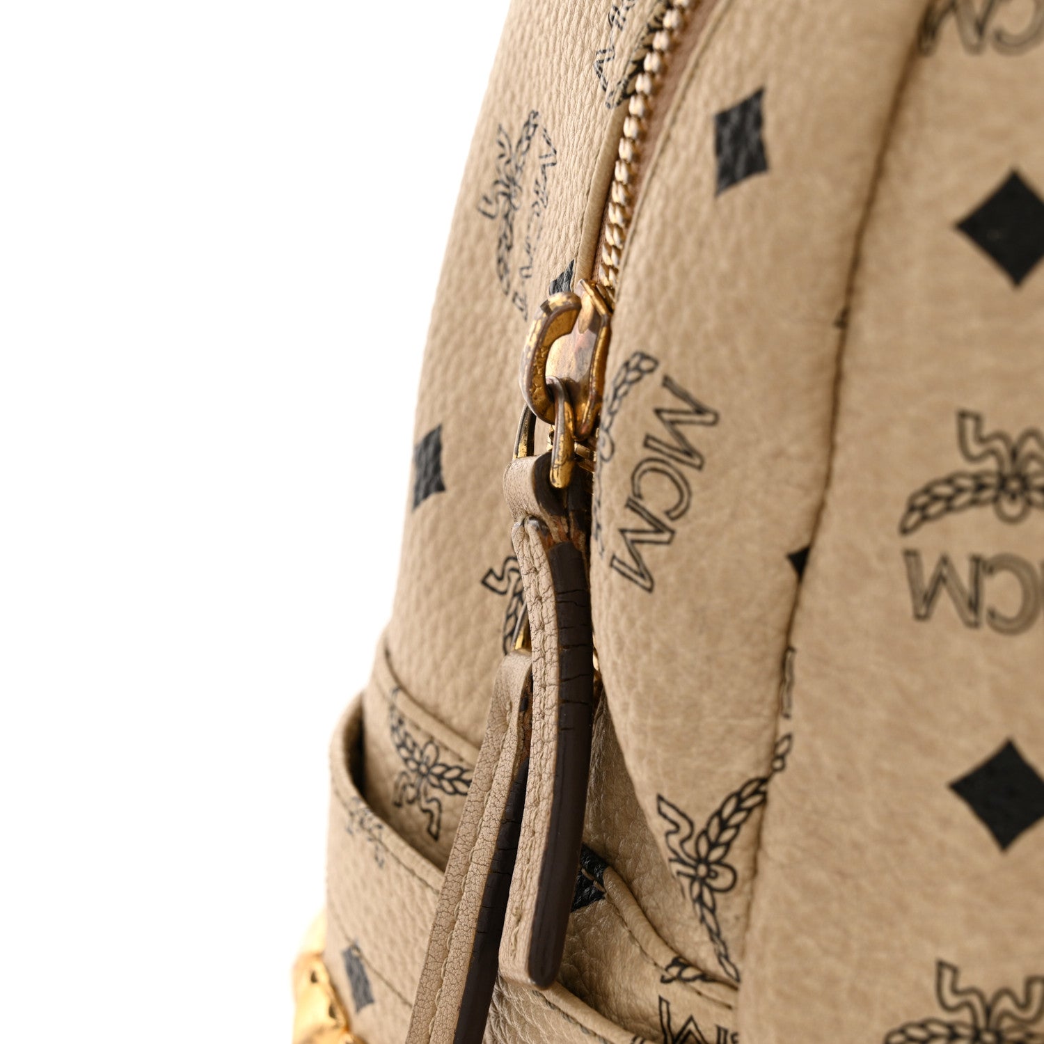 MCM Visetos Medium Side Studs Stark Backpack Beige 10 of 16