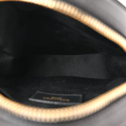 Saint Laurent Grain De Poudre Matelasse Chevron Quilted Round Vinyle Camera Bag Black 5 of 12