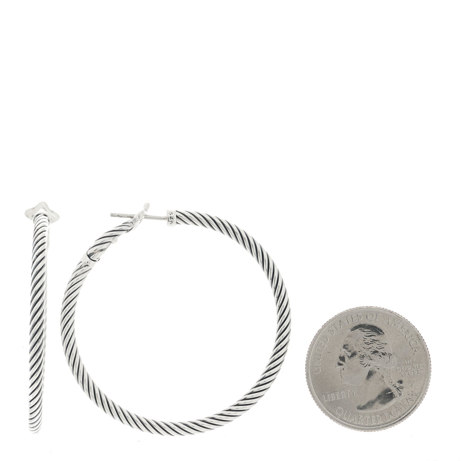 David Yurman Sterling Silver Medium Cable Classics Hoop Earrings 2 of 4