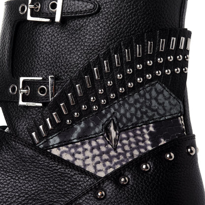 Fendi Calfskin Studded Bugs Combat Boots 36.5 Black 10 of 10