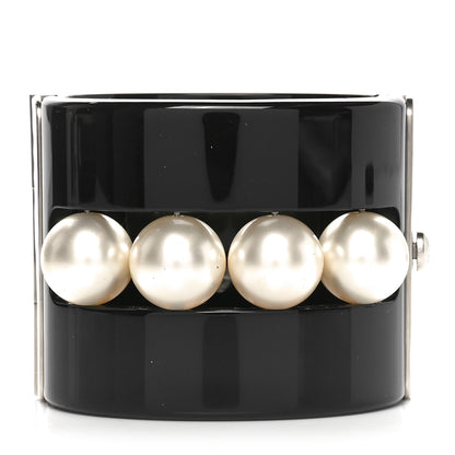 Chanel Resin Pearl CC Cuff Bracelet Black 3 of 5