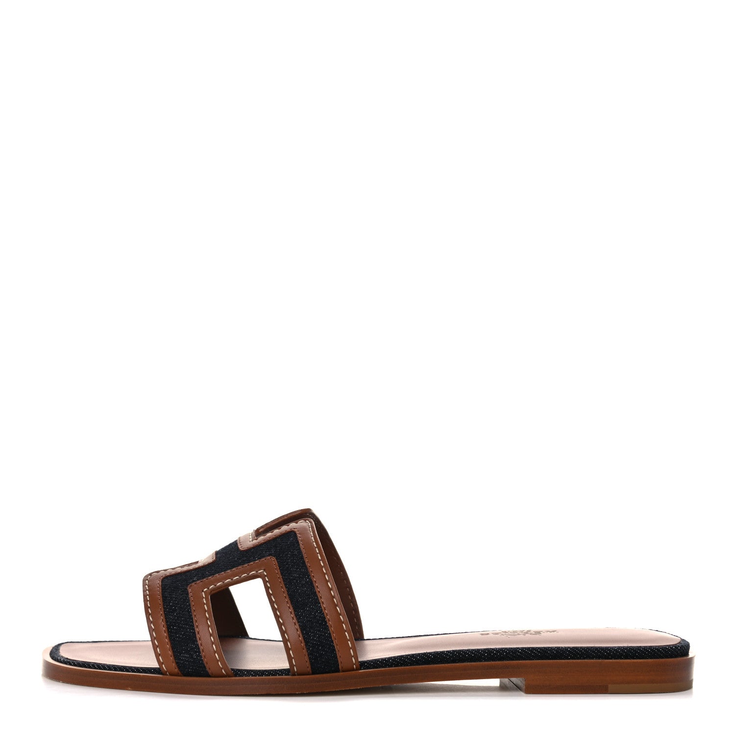 Hermes Calfskin Denim Oran Sandals 38 Bleu Brut Gold 1 of 8