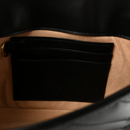 Gucci Calfskin Matelasse Mini GG Marmont Shoulder Bag With Case Black White 7 of 10