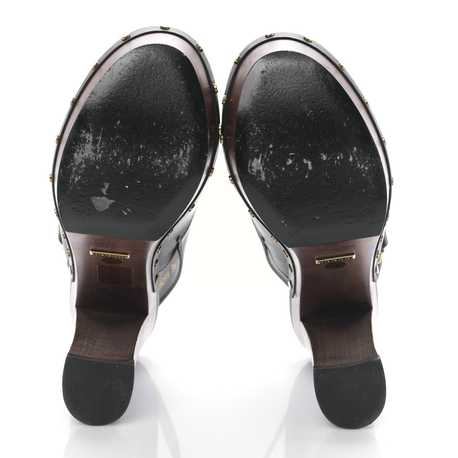 Gucci Betis Calfskin Horsebit Amstel Platform Slingback Clogs 36.5 Black 5 of 8