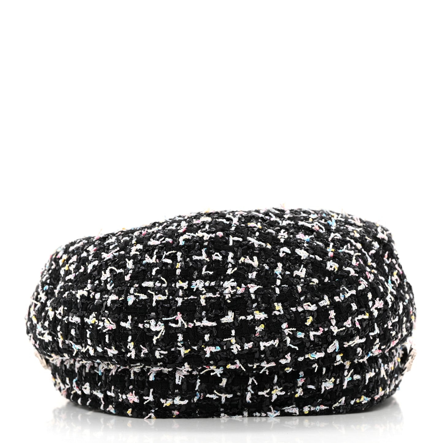 Metallic Tweed Lambskin CC Cap Black White
