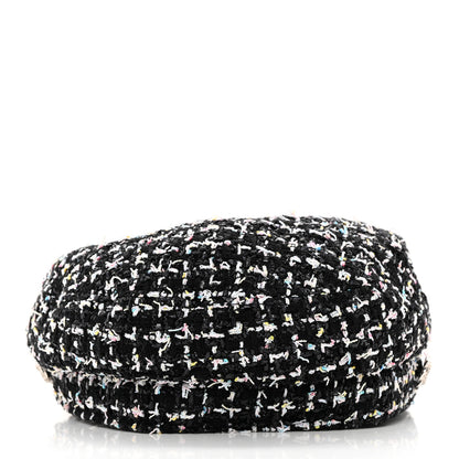 Chanel Metallic Tweed Lambskin CC Cap Black White 6 of 11