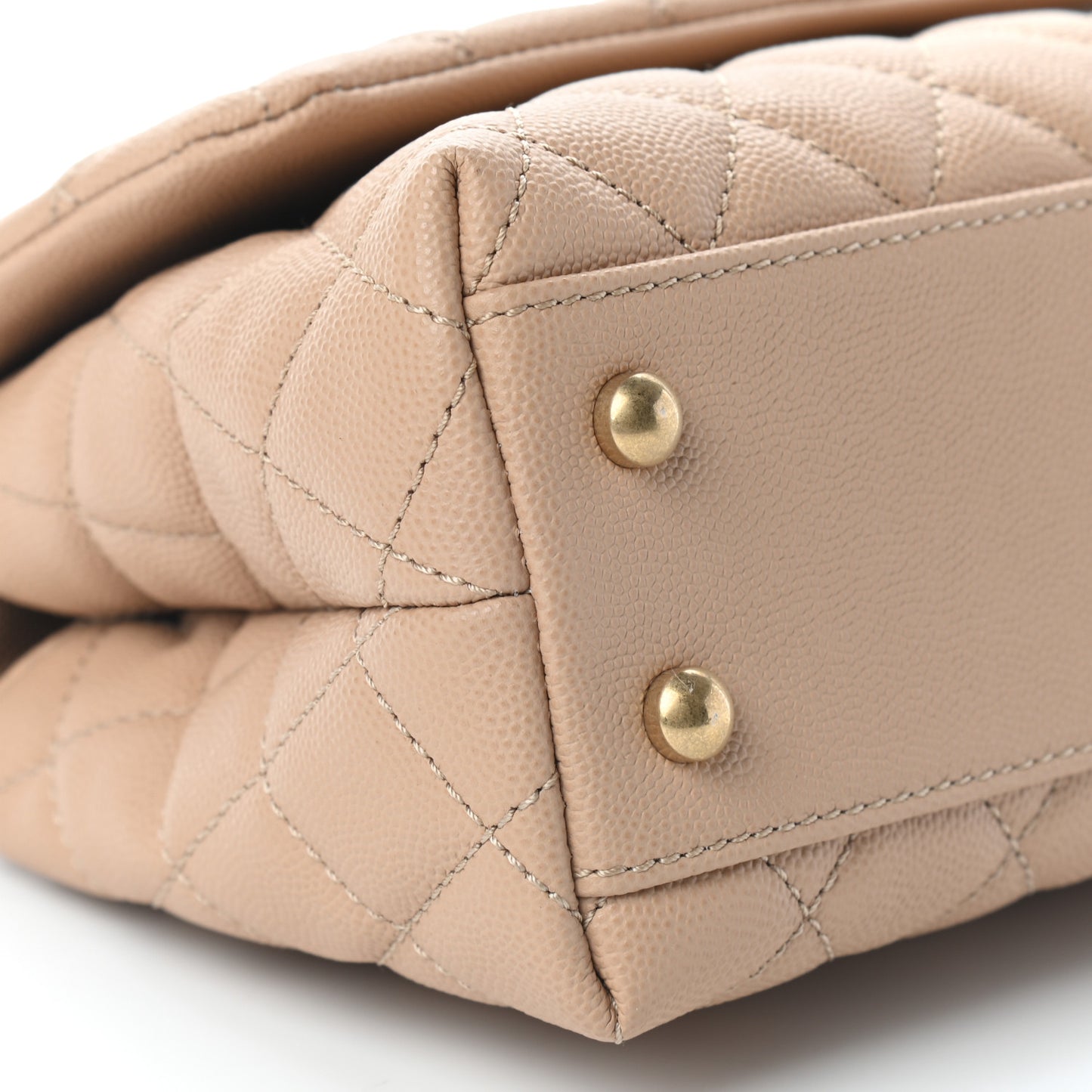 Caviar Lizard Embossed Quilted Mini Coco Handle Flap Beige