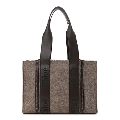 Chloe Felt Calfskin Medium Woody Ribbon Tote Deep Beige 1 of 13