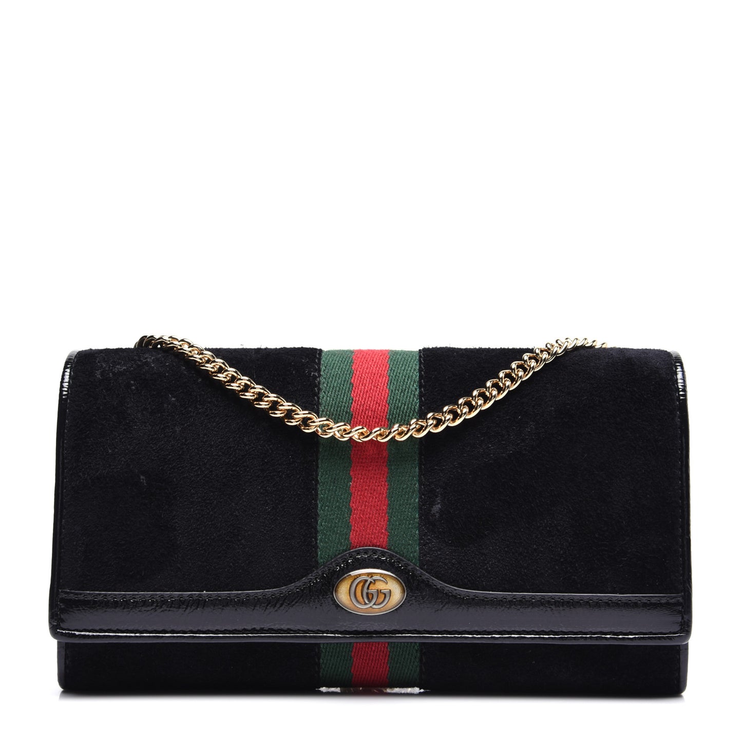 Suede Patent Web Ophidia Wallet On Chain Black