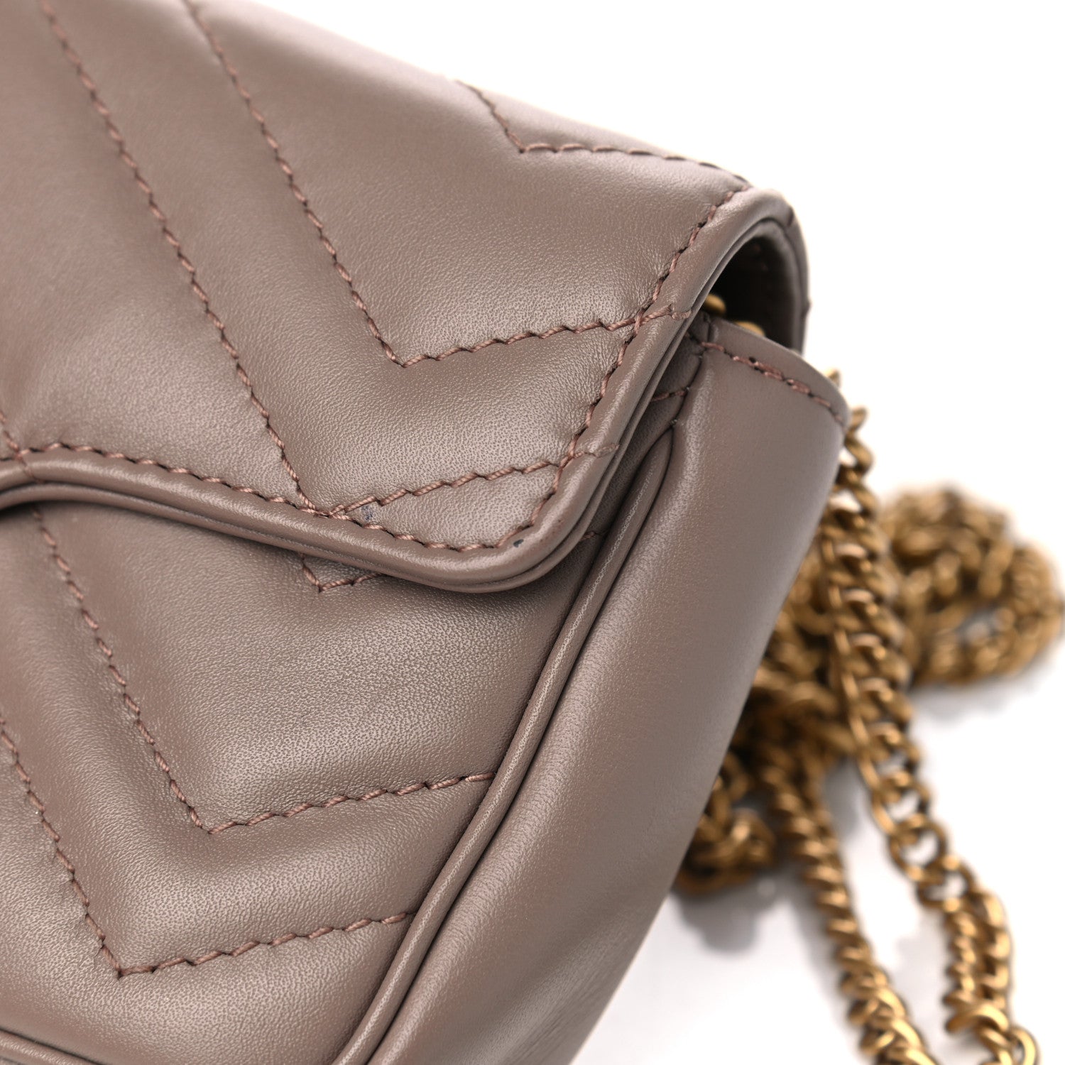 Gucci Calfskin Matelasse Super Mini GG Marmont Shoulder Bag Porcelain Rose 7 of 7