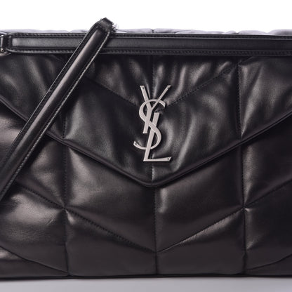 Saint Laurent Lambskin Quilted Medium Loulou Puffer Monogram Chain Satchel Black 8 of 11