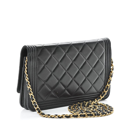 Chanel Lambskin Quilted Boy Wallet On Chain WOC Black 3 of 20