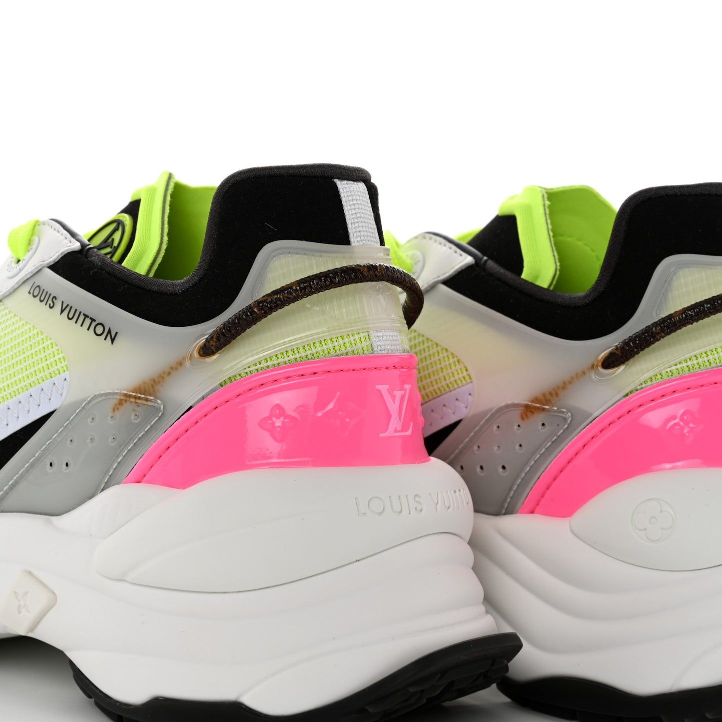 Mix Materials Suede Calfskin Run 55 Sneakers 36.5 Pink White Yellow