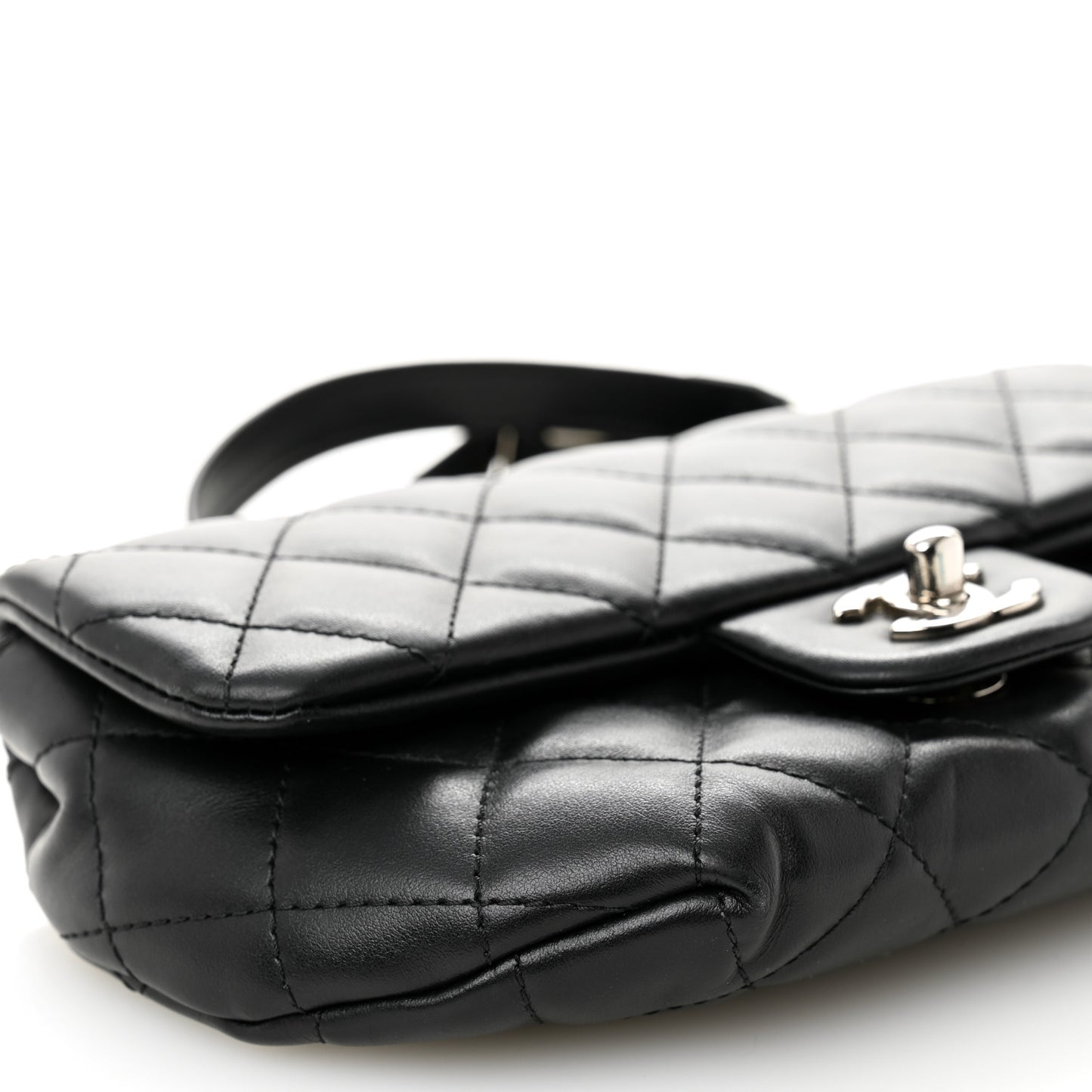 Calfskin Quilted CC Uniform Flap Belt Bag Black