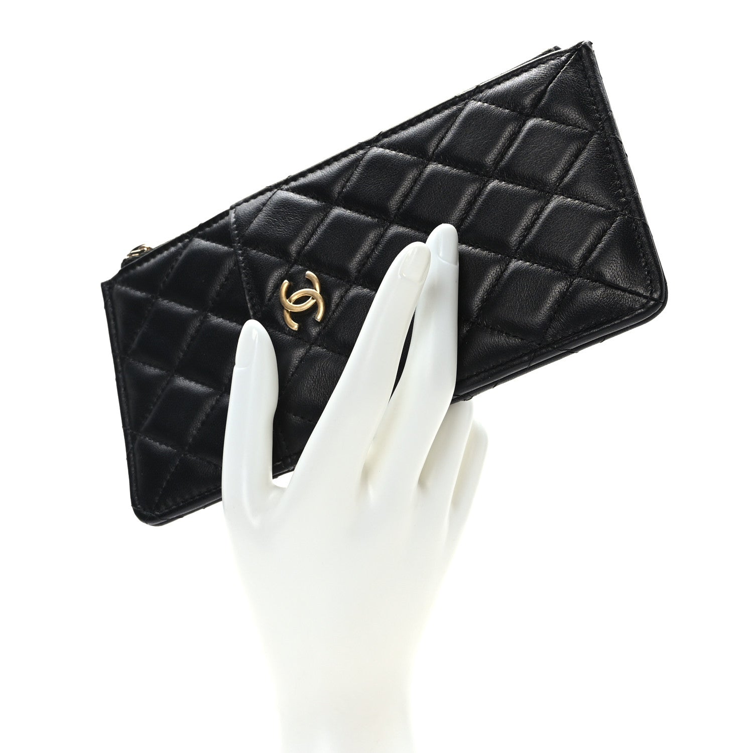 Chanel Lambskin Quilted Egyptian Amulet Classic Flat Wallet Pouch Black 2 of 8