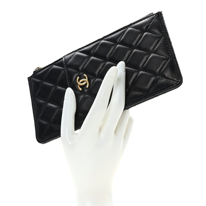 Chanel Lambskin Quilted Egyptian Amulet Classic Flat Wallet Pouch Black 2 of 8