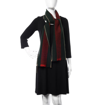 Gucci Wool Knit Stripe Scarf Red Green 2 of 5