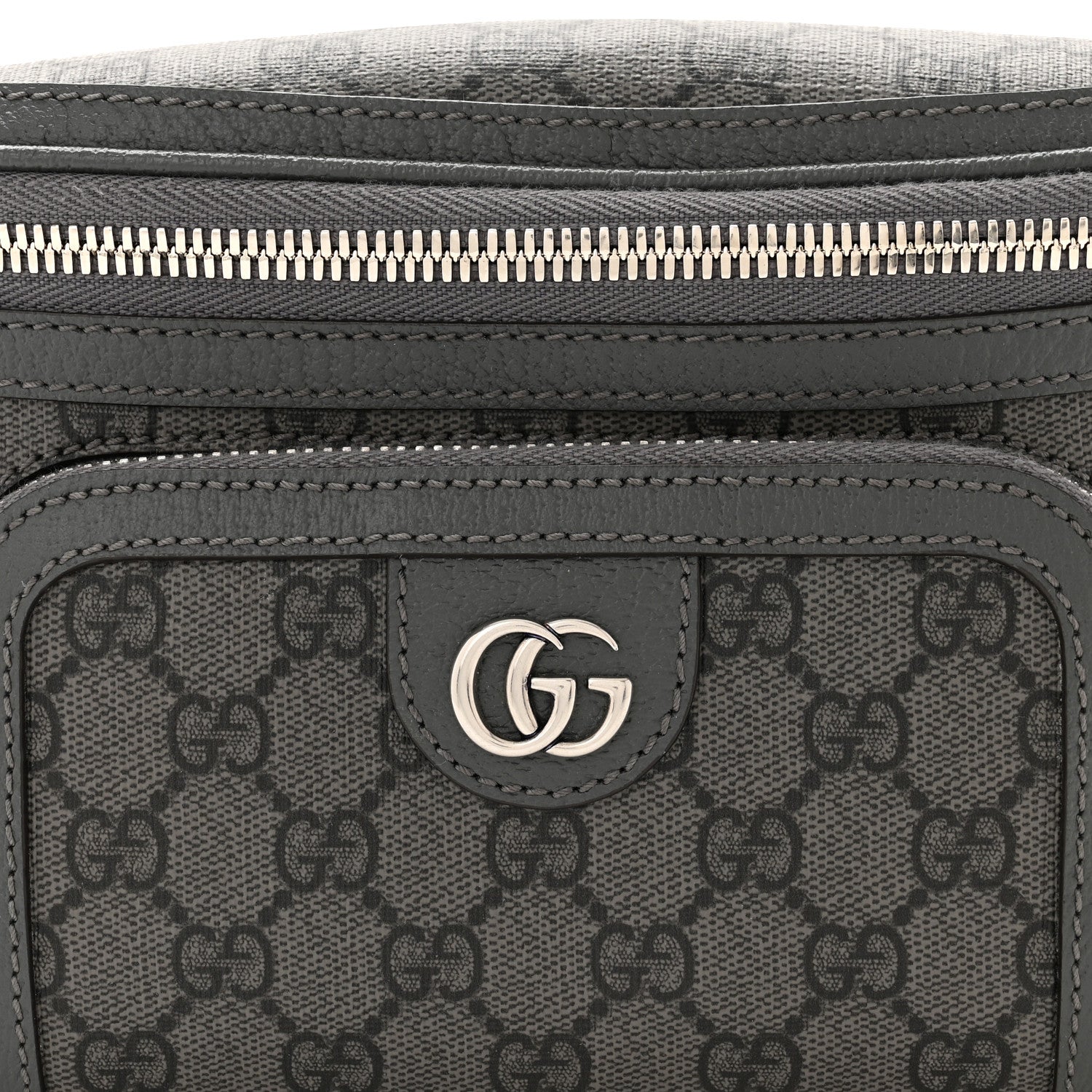 Gucci GG Supreme Monogram Textured Dollar Calfskin Ophidia Belt Bag Grey Black Graphite Grey 8 of 10
