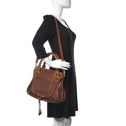 Chloe Calfskin Perforated Medium Marcie Satchel Mahogany 2 of 15