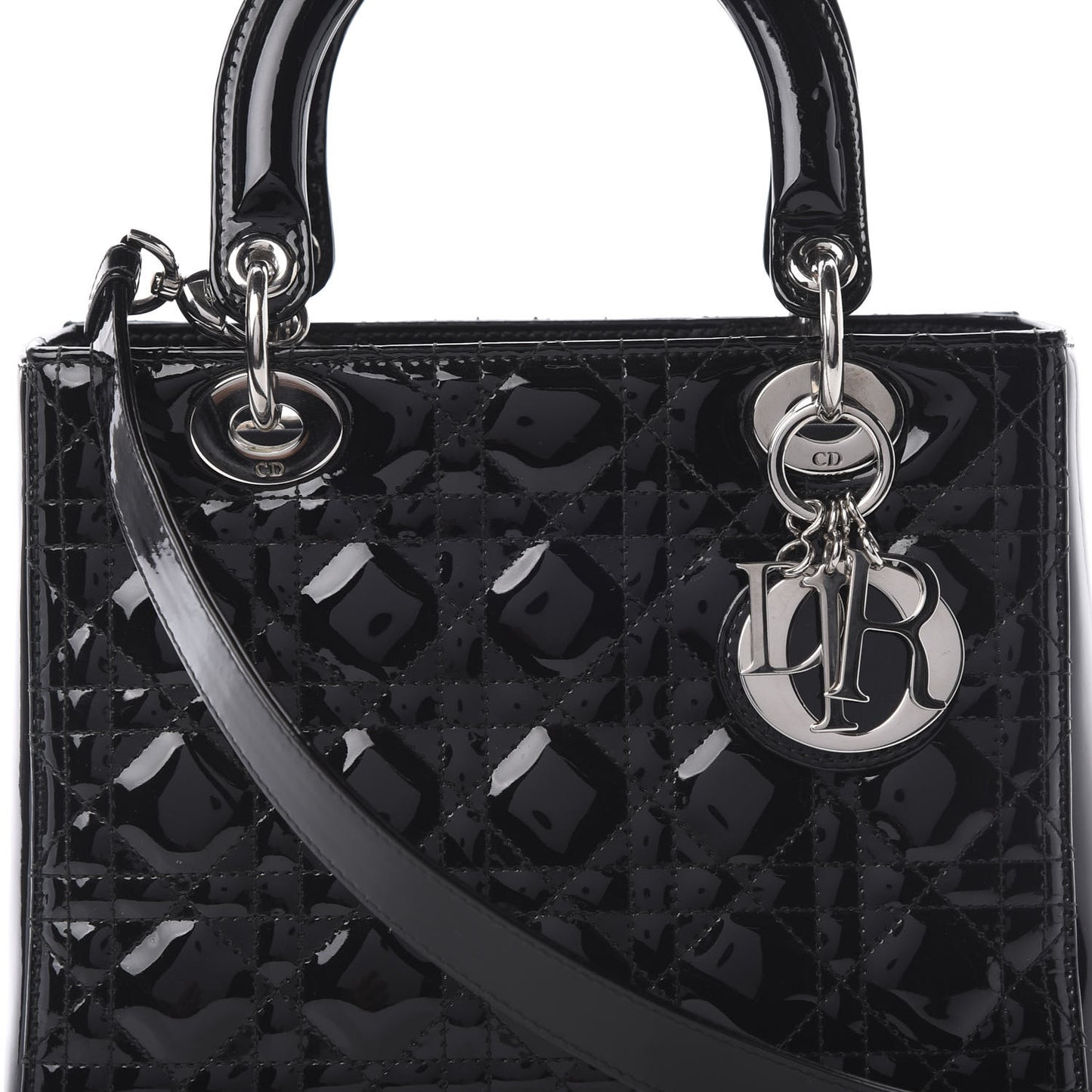 Patent Cannage Medium Lady Dior Black