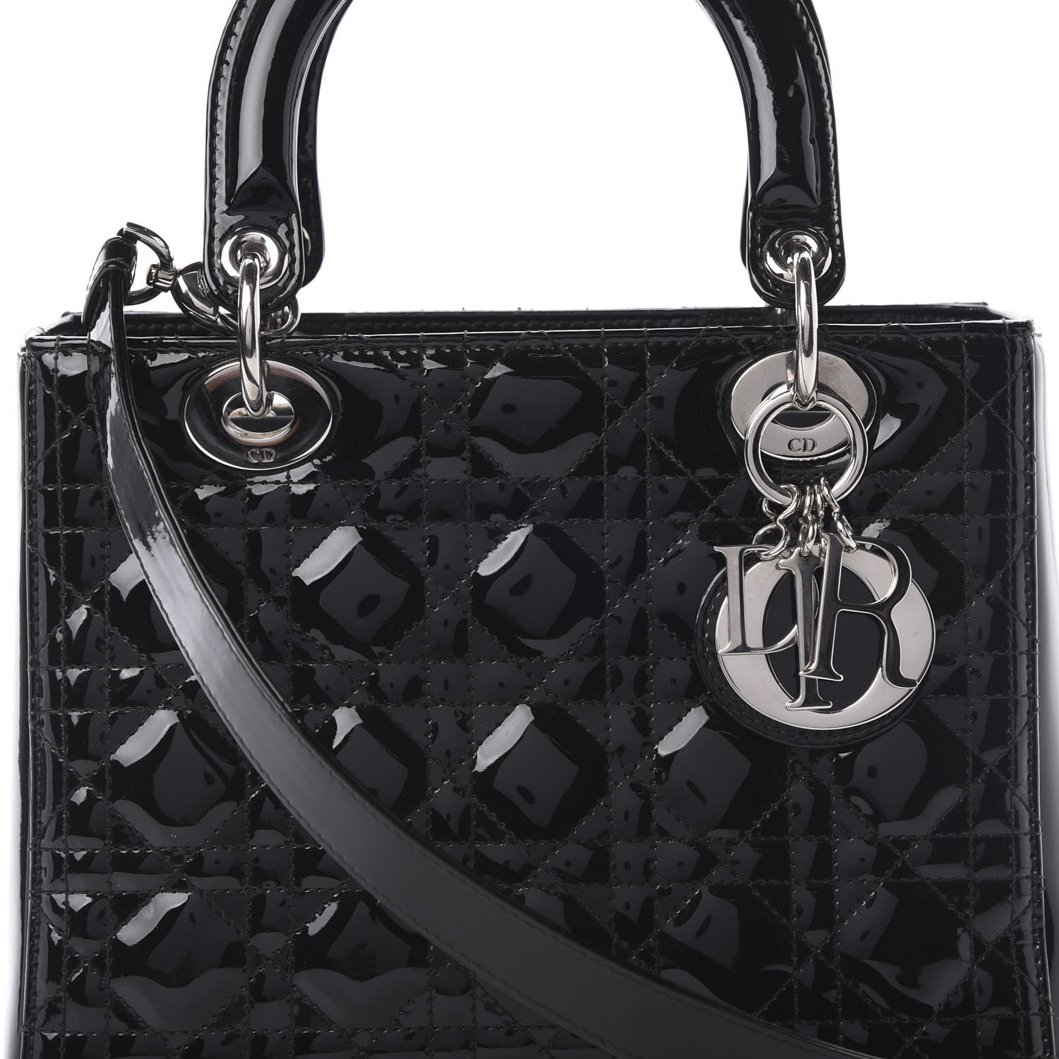 Christian Dior Patent Cannage Medium Lady Dior Black 7 of 13