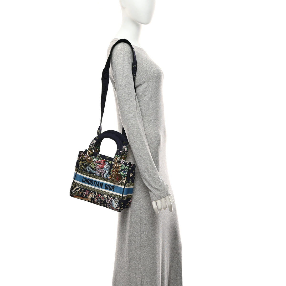 Christian Dior Canvas D-Constellation Embroidered Medium Lady D-Lite Bleu Multicolor 2 of 10