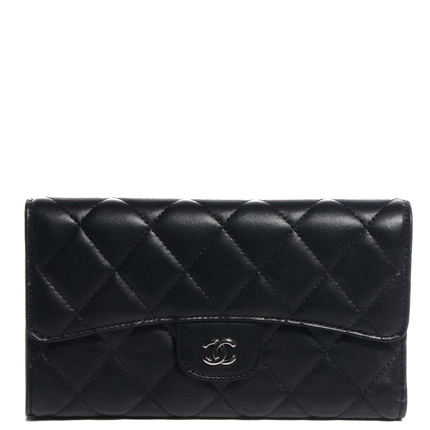 Chanel Lambskin Quilted Large Flap Wallet Black 1 of 9