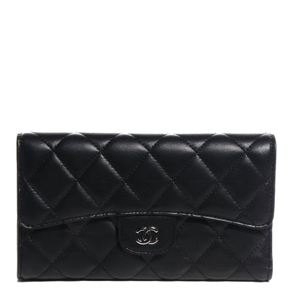 Chanel Lambskin Quilted Large Flap Wallet Black 1 of 9