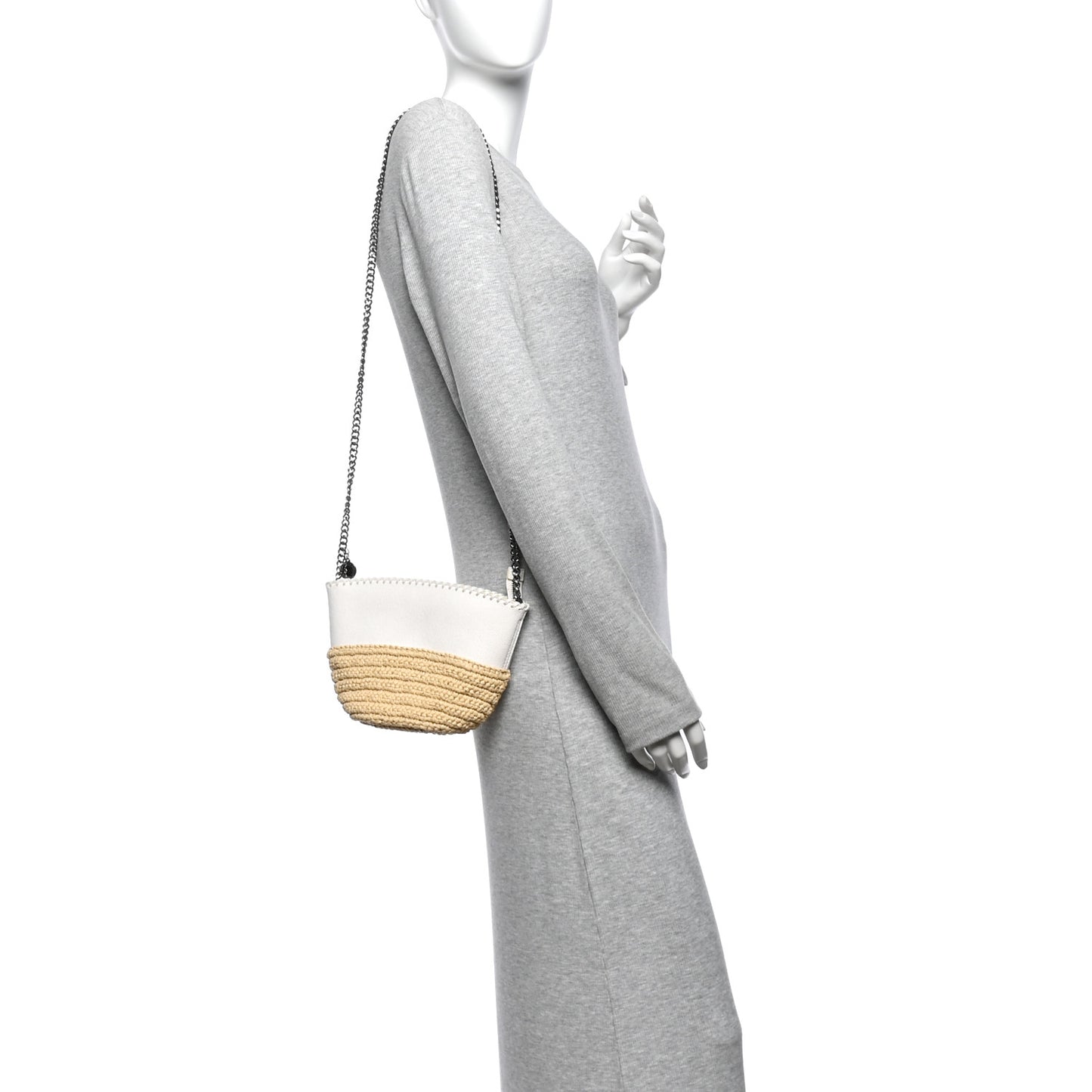 Shaggy Deer Raffia Mini Shoulder Bag White