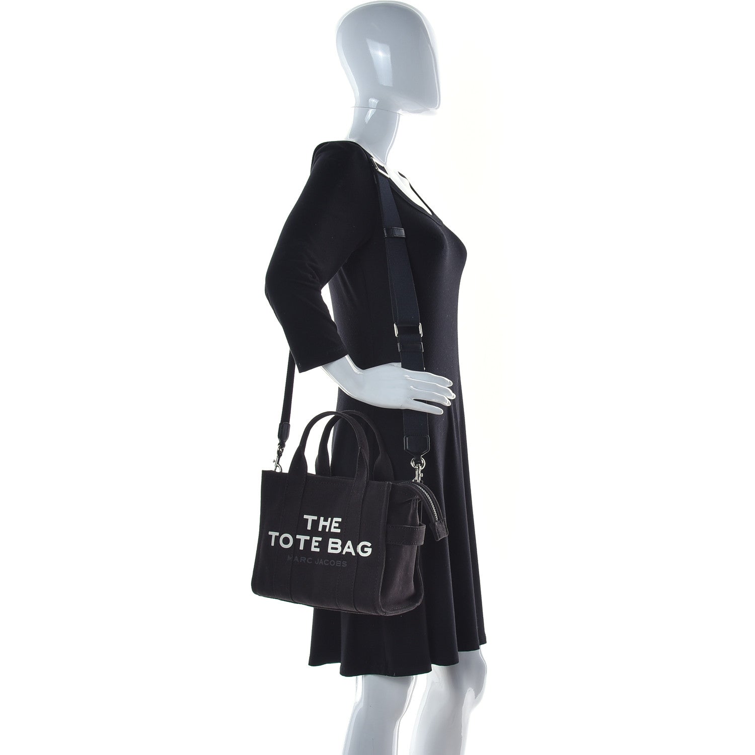 Marc Jacobs Cotton Canvas Mini The Traveler Tote Bag Black 2 of 18