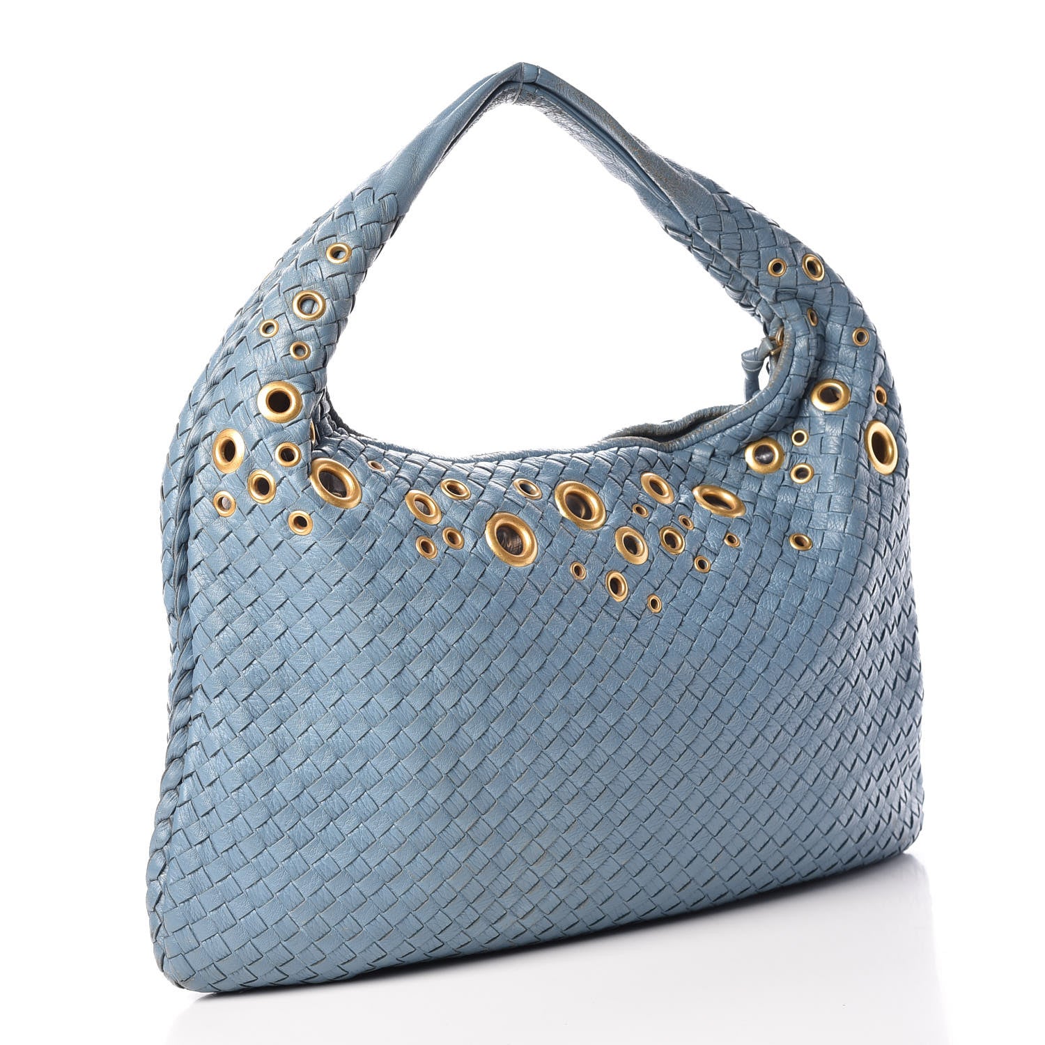 Bottega Veneta Nappa Intrecciato Grommet Large Veneta Hobo Blue 3 of 20
