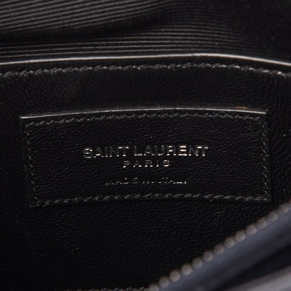 Saint Laurent Sheepskin Matelasse Chevron Monogram Large College Satchel Navy Blue 7 of 17