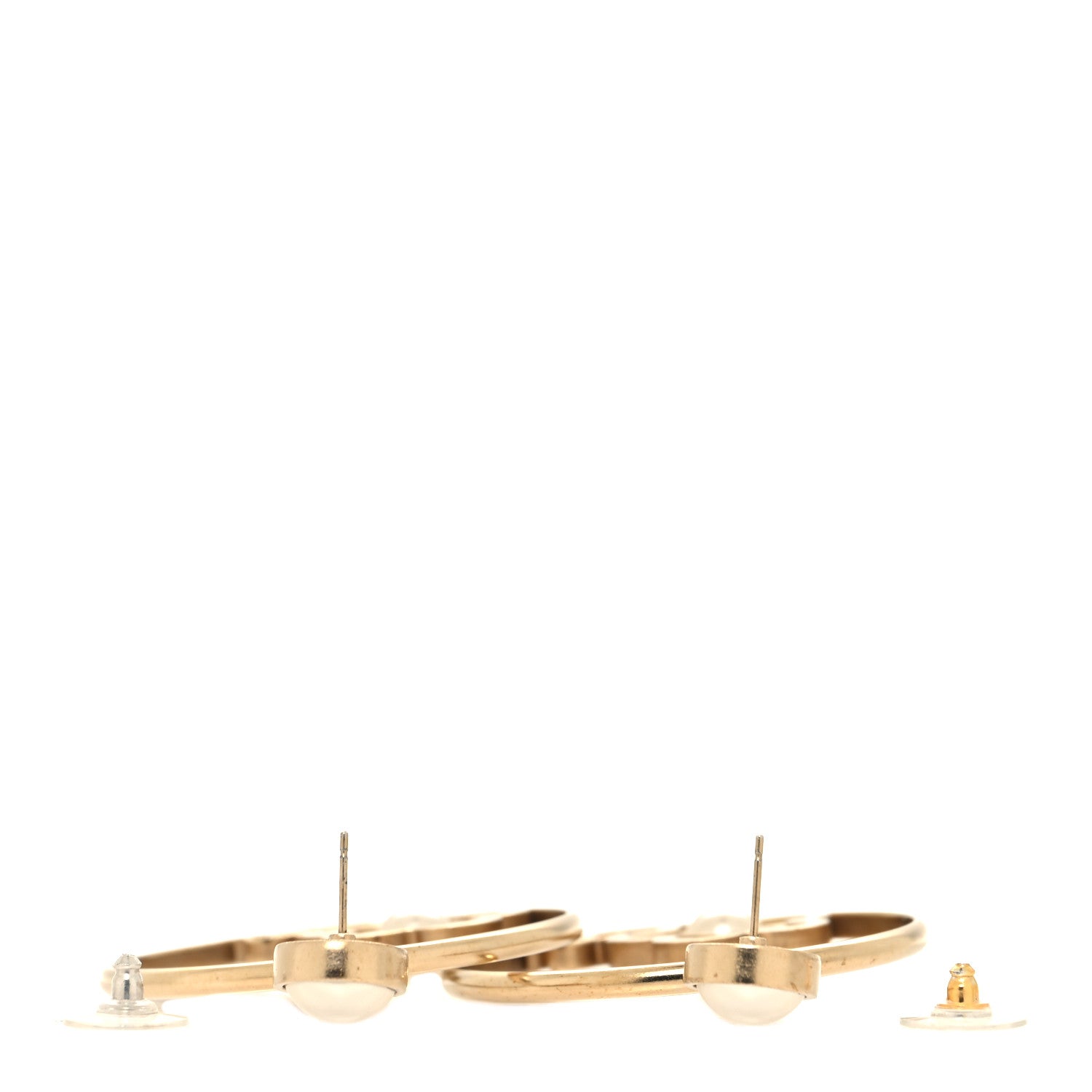 Chanel Pearl CC Camellia Hoop Earrings Gold 3 of 4