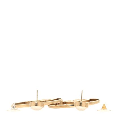 Chanel Pearl CC Camellia Hoop Earrings Gold 3 of 4