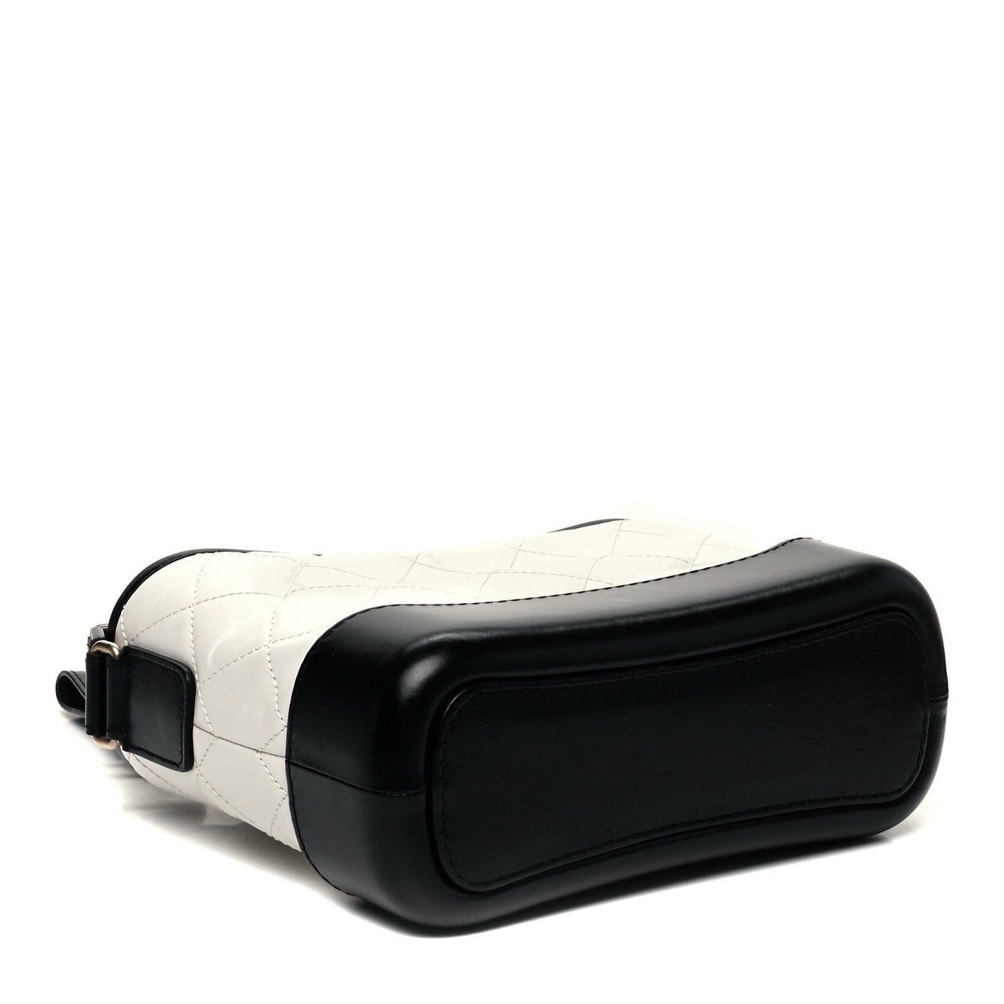 Aged Calfskin Quilted Small Gabrielle Hobo Black White