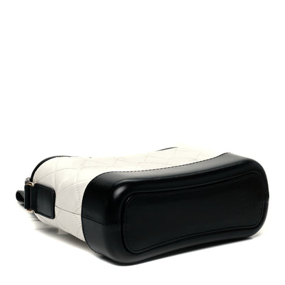 Chanel Aged Calfskin Quilted Small Gabrielle Hobo Black White 4 of 9