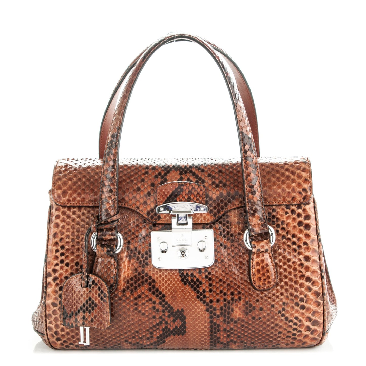 Python Small Lady Lock Satchel Brown