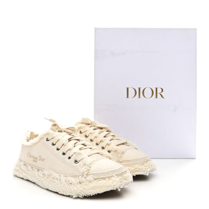 Christian Dior Frayed Canvas Embroidered Logo D-Blaze Sneakers 37 Ecru 10 of 10