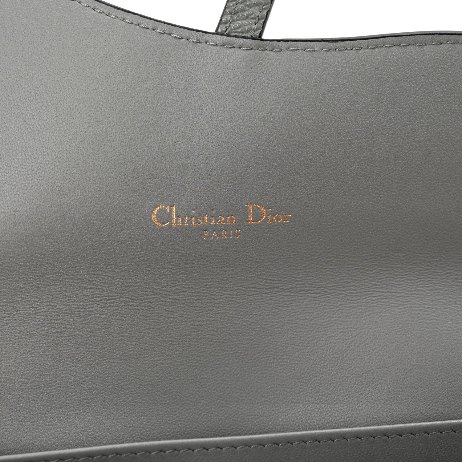 Christian Dior Grained Calfskin Saddle Chain Wallet Pouch Grey Stone 7 of 12