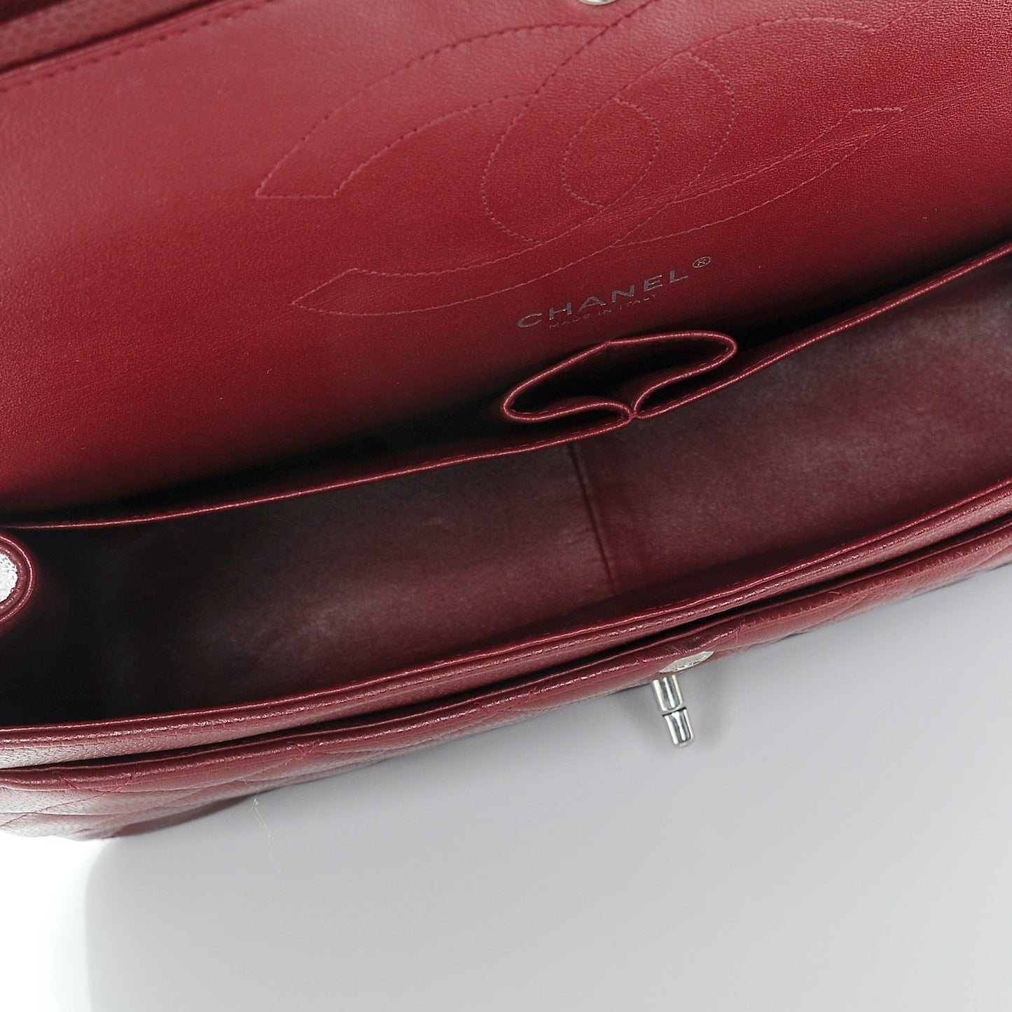 Caviar Quilted Jumbo Double Flap Burgundy