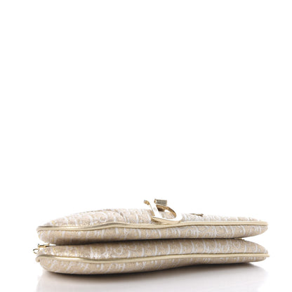 Christian Dior Jacquard Nylon Monogram Evening Frame Saddle Bag White Gold 3 of 10