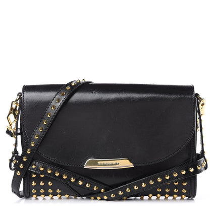 Burberry Polished Bridle Calfskin Studded Small Abbott Crossbody Bag Black 1 of 13