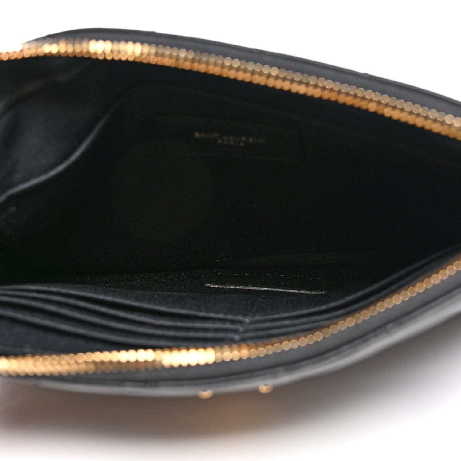 Saint Laurent Calfskin Matelasse Chevron Monogram A5 Wristlet Black 5 of 8