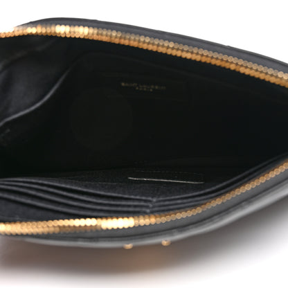 Saint Laurent Calfskin Matelasse Chevron Monogram A5 Wristlet Black 5 of 8